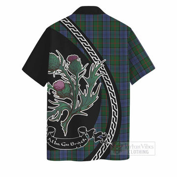 Colquhoun Family Crest Tartan Hawaiian Shirt Alba Thistle Inspired