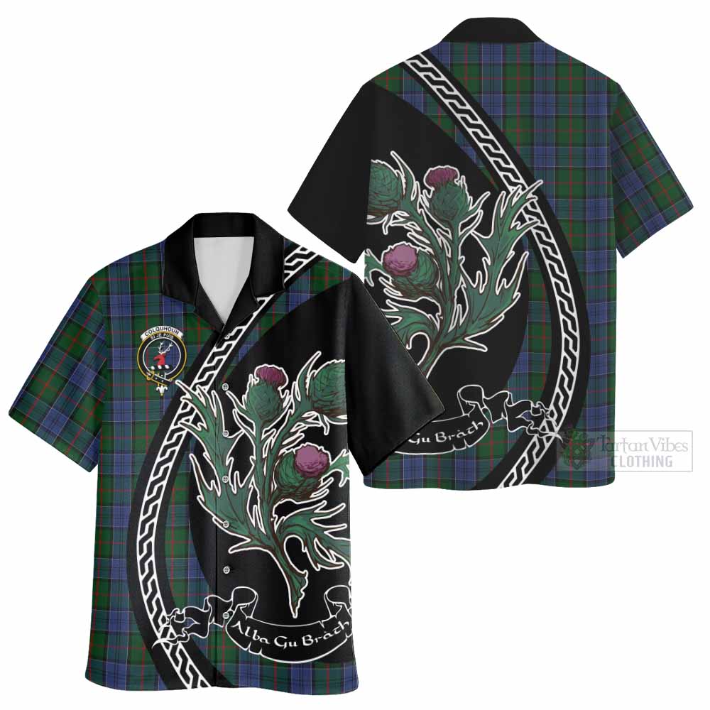 Colquhoun Family Crest Tartan Hawaiian Shirt Alba Thistle Inspired - Tartan Vibes Clothing