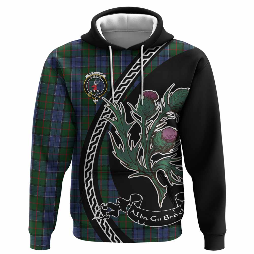 Colquhoun Family Crest Tartan Hoodie Alba Thistle Inspired - Tartan Vibes Clothing
