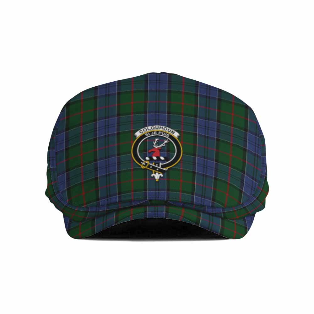Colquhoun Family Crest Tartan Jeff Cap, Tartan Flat Cap