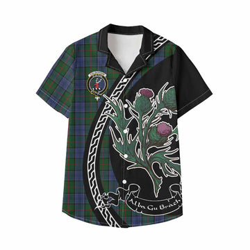 Colquhoun Family Crest Tartan Kid Hawaiian Shirt Alba Thistle Inspired - Tartan Vibes Clothing