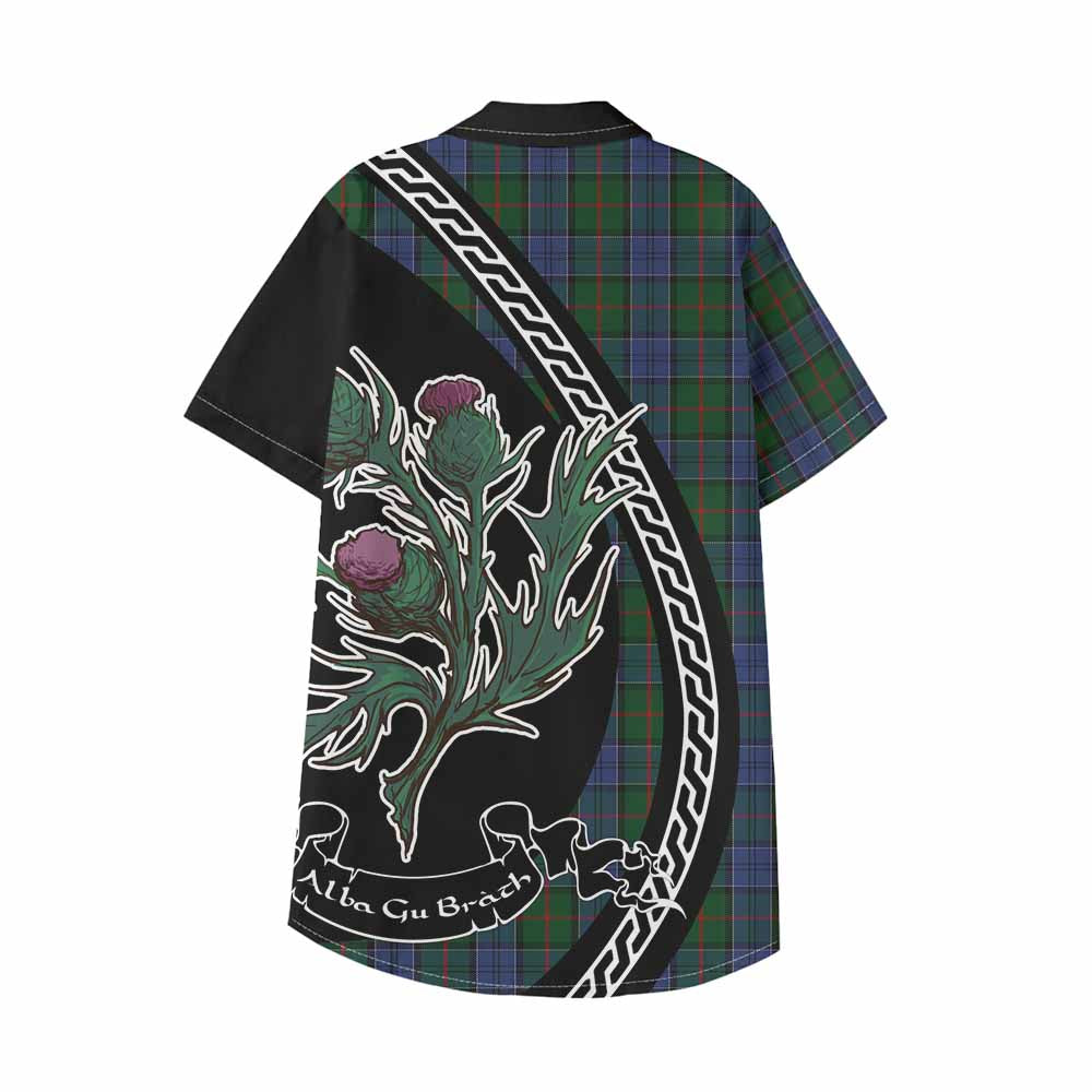 Colquhoun Family Crest Tartan Kid Hawaiian Shirt Alba Thistle Inspired - Tartan Vibes Clothing