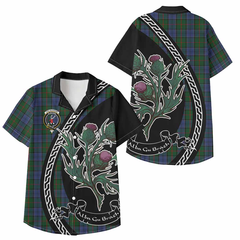 Colquhoun Family Crest Tartan Kid Hawaiian Shirt Alba Thistle Inspired - Tartan Vibes Clothing