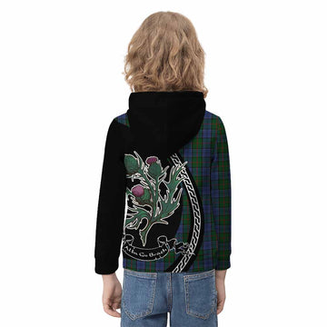 Colquhoun Family Crest Tartan Kid Hoodie Alba Thistle Inspired