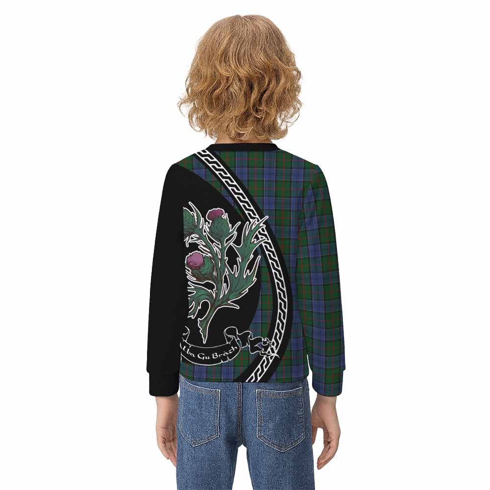 Colquhoun Family Crest Tartan Kid Knitted Sweatshirt Alba Thistle Inspired - Tartan Vibes Clothing