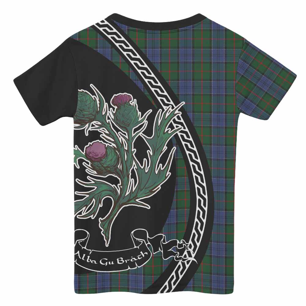 Colquhoun Family Crest Tartan Kid T-shirt Alba Thistle Inspired - Tartan Vibes Clothing