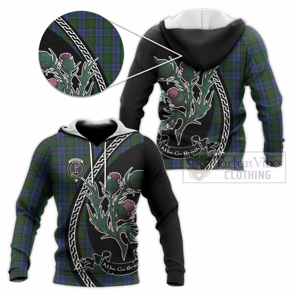 Colquhoun Family Crest Tartan Knitted Hoodie Alba Thistle Inspired - Tartan Vibes Clothing