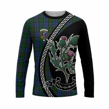 Colquhoun Family Crest Tartan Long Sleeve T-Shirt Alba Thistle Inspired - Tartan Vibes Clothing