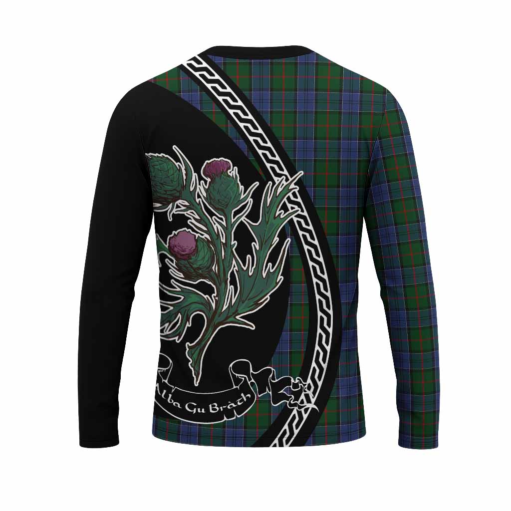 Colquhoun Family Crest Tartan Long Sleeve T-Shirt Alba Thistle Inspired - Tartan Vibes Clothing