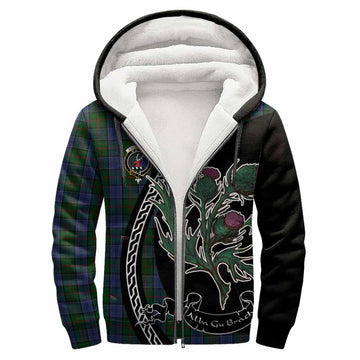 Colquhoun Family Crest Tartan Sherpa Hoodie Alba Thistle Inspired