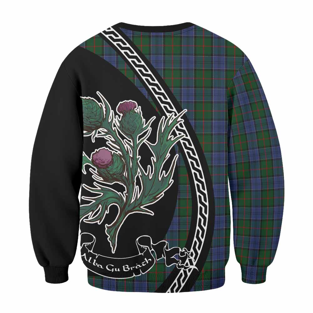 Colquhoun Family Crest Tartan Sweatshirt Alba Thistle Inspired - Tartan Vibes Clothing