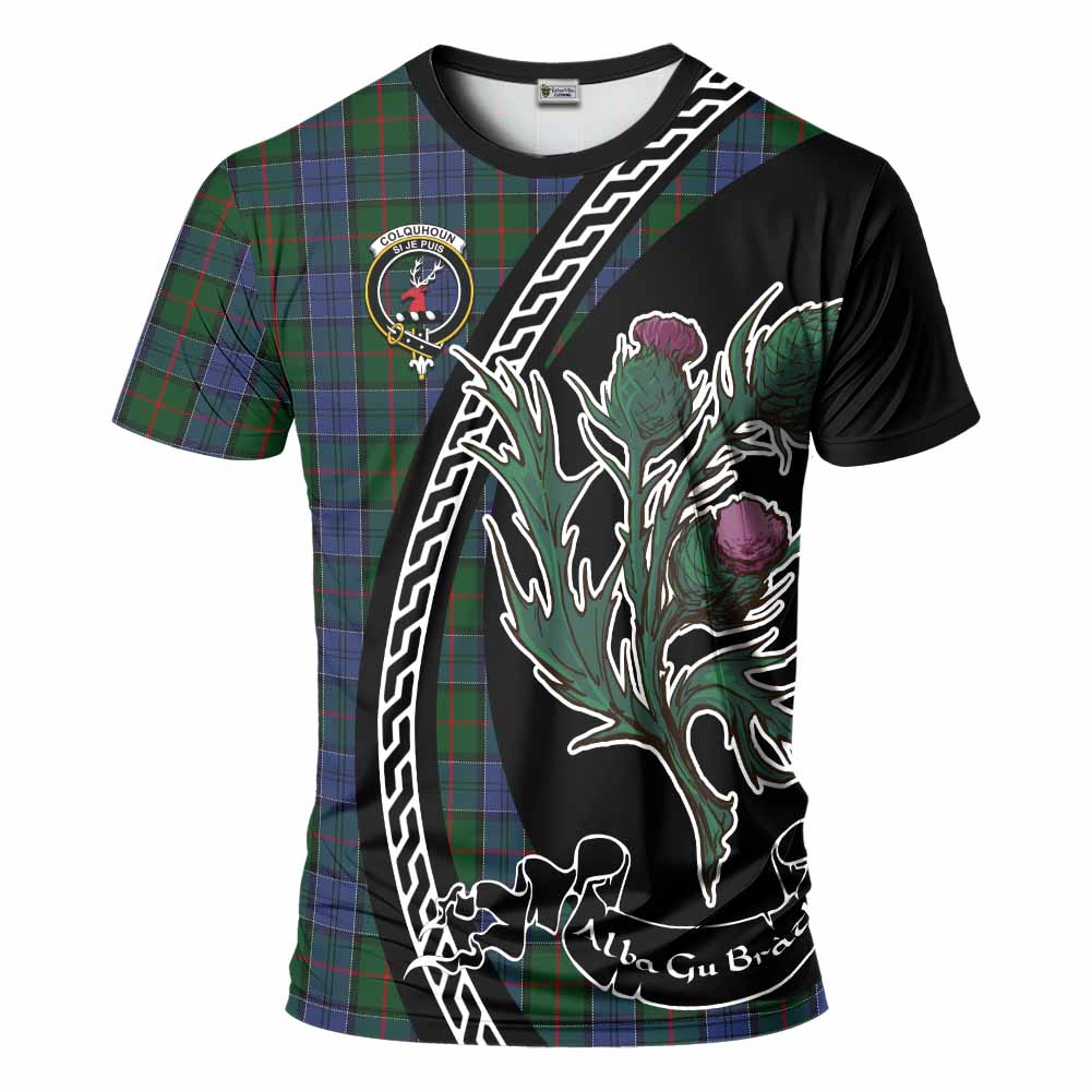 Colquhoun Family Crest Tartan T-Shirt Alba Thistle Inspired - Tartan Vibes Clothing