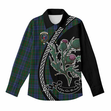 Colquhoun Family Crest Tartan Women Casual Shirt Alba Thistle Inspired