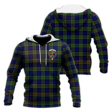 Colquhoun Modern Tartan Knitted Hoodie with Family Crest