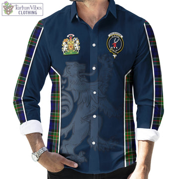 Colquhoun Modern Tartan Long Sleeve Button Up Shirt with Family Crest and Lion Rampant Vibes Sport Style