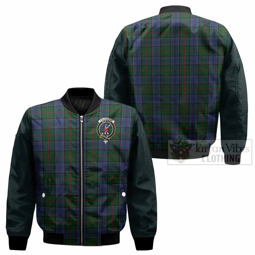 Colquhoun Tartan Accent Bomber Jacket with Family Crest
