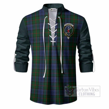 Colquhoun Tartan Accent Ghillie Shirt with Family Crest
