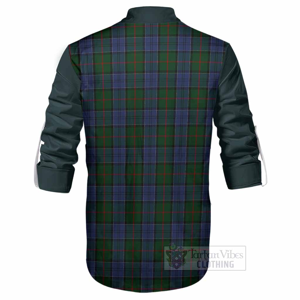 Colquhoun Tartan Accent Ghillie Shirt with Family Crest