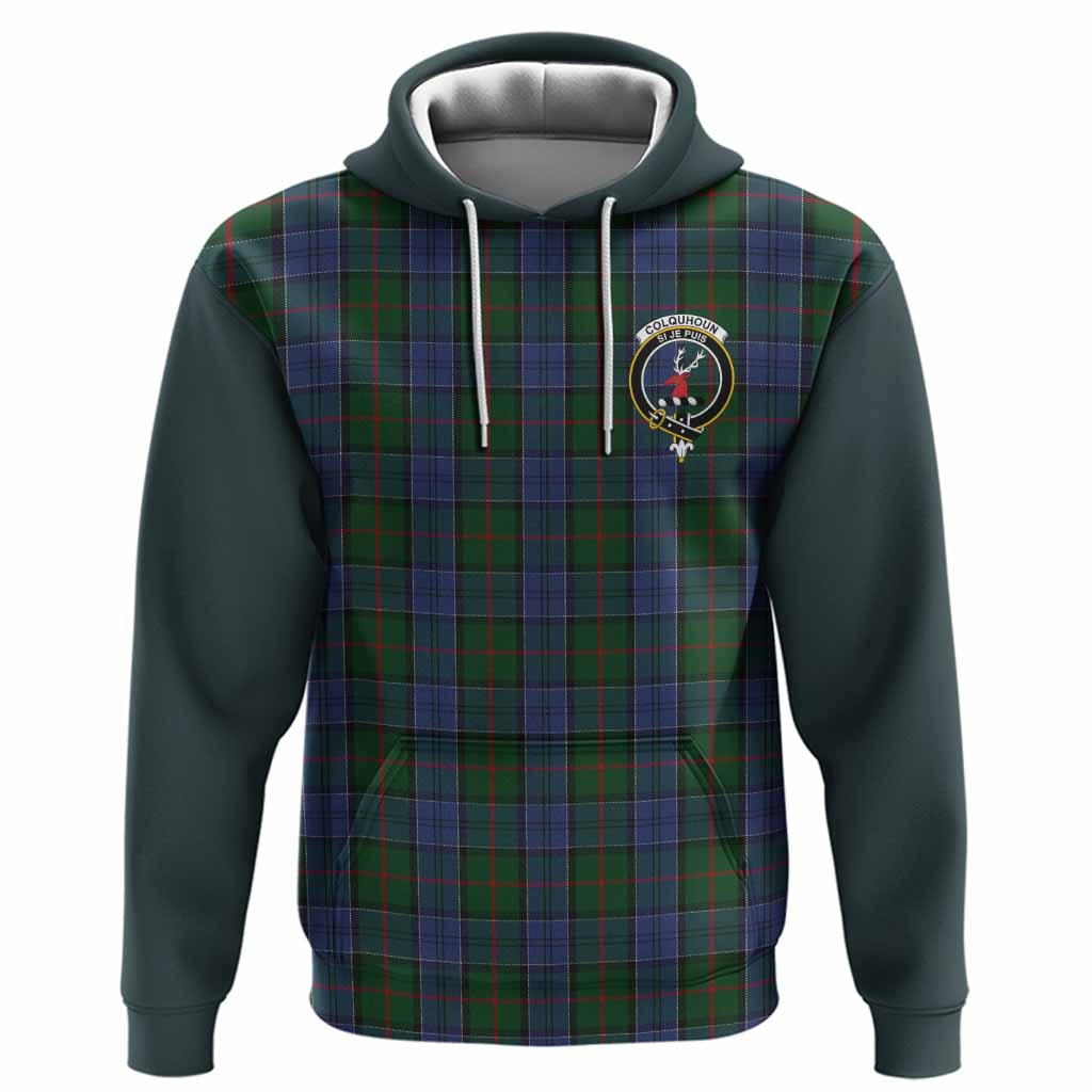 Colquhoun Tartan Accent Hoodie with Family Crest