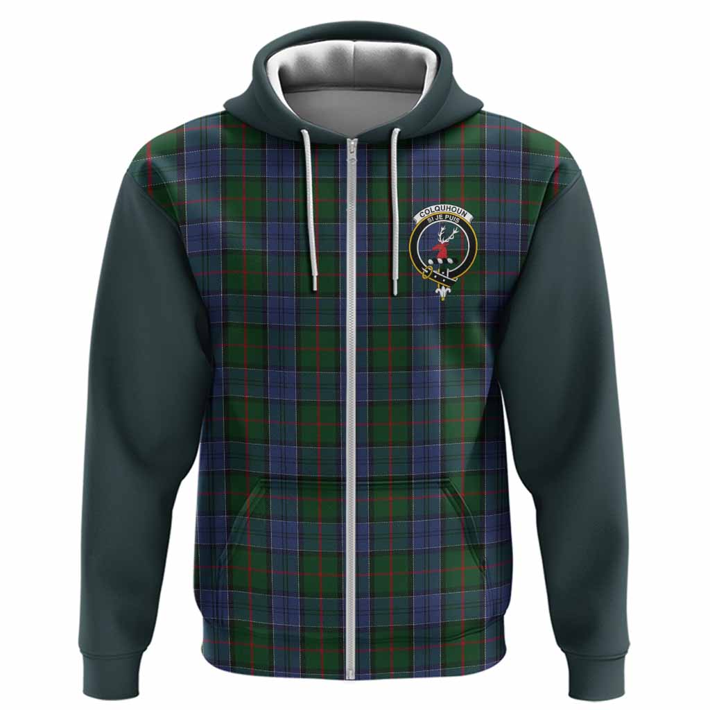 Colquhoun Tartan Accent Hoodie with Family Crest