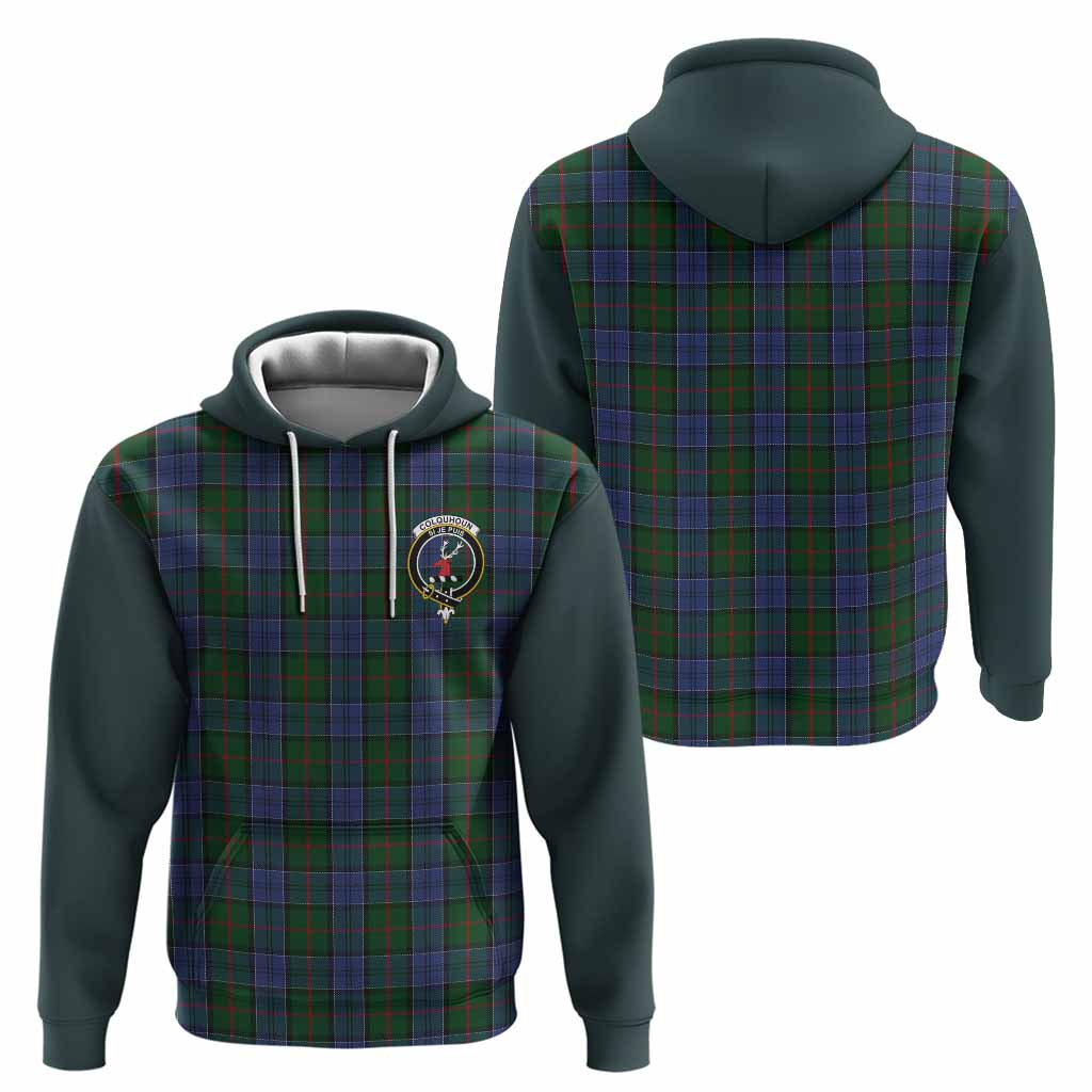 Colquhoun Tartan Accent Hoodie with Family Crest