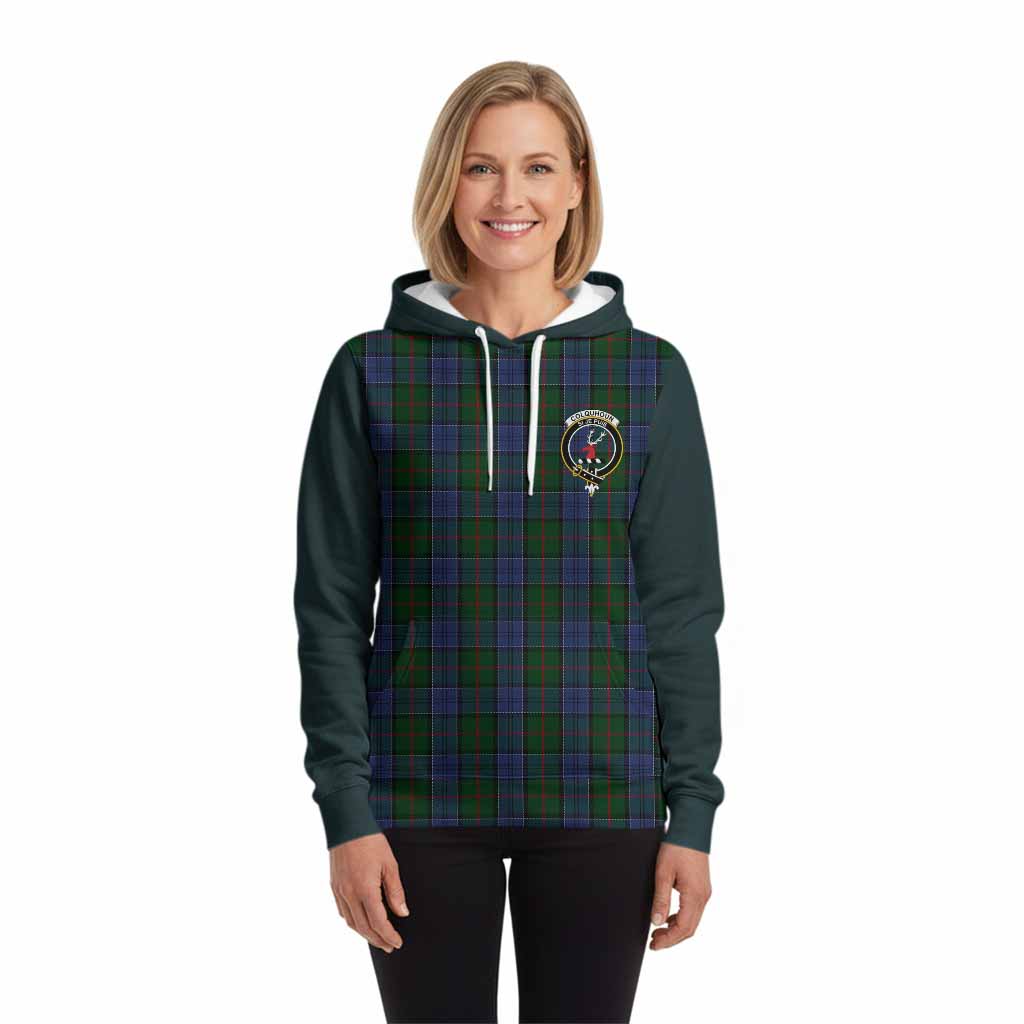 Colquhoun Tartan Accent Hoodie with Family Crest