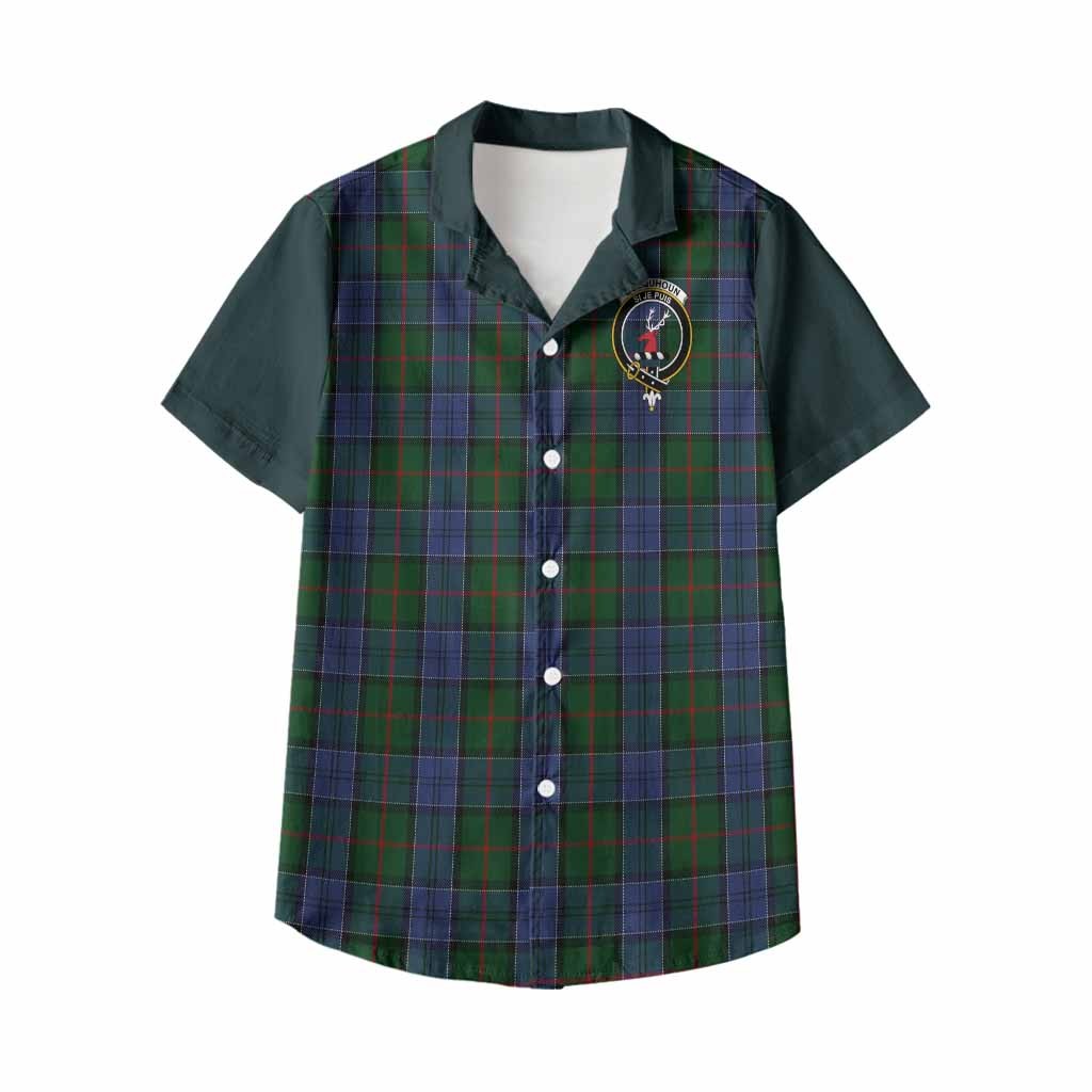 Colquhoun Tartan Accent Kid Hawaiian Shirt with Family Crest