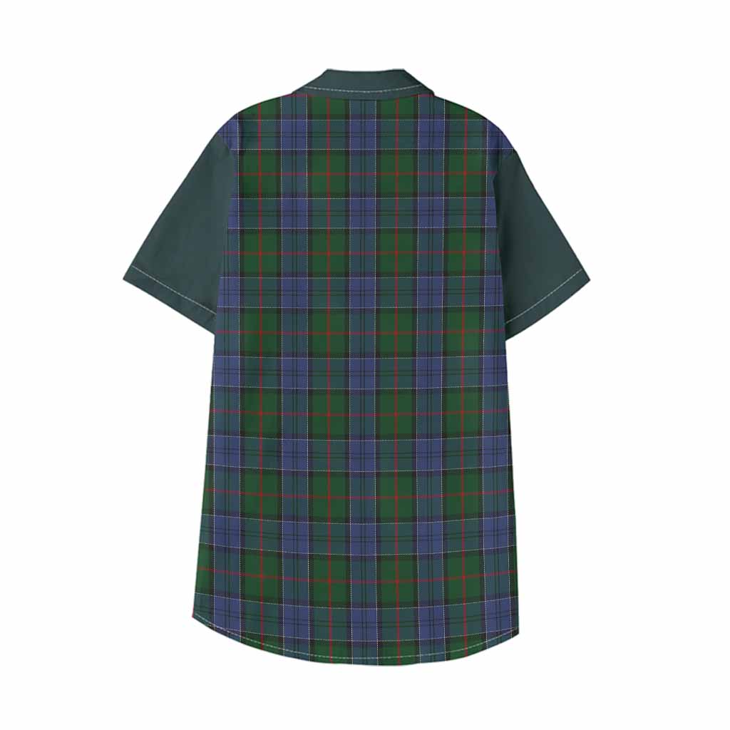 Colquhoun Tartan Accent Kid Hawaiian Shirt with Family Crest