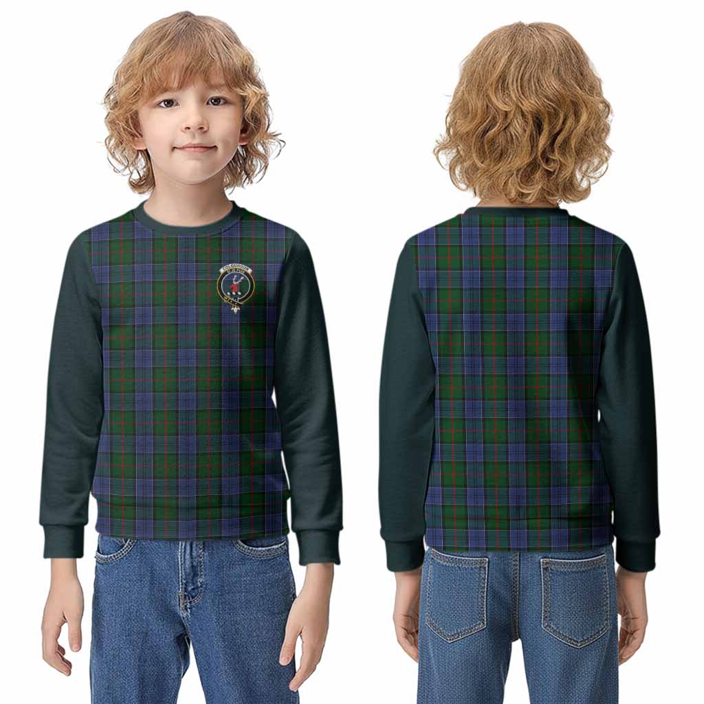 Colquhoun Tartan Accent Kid Knitted Sweatshirt with Family Crest
