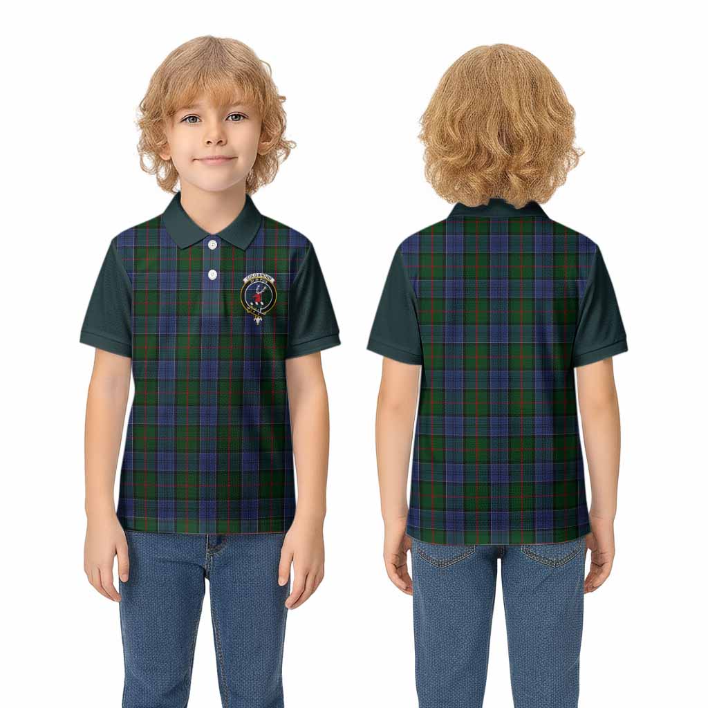 Colquhoun Tartan Accent Kid Polo Shirt with Family Crest