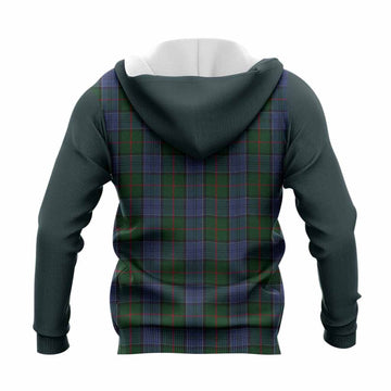 Colquhoun Tartan Accent Knitted Hoodie with Family Crest