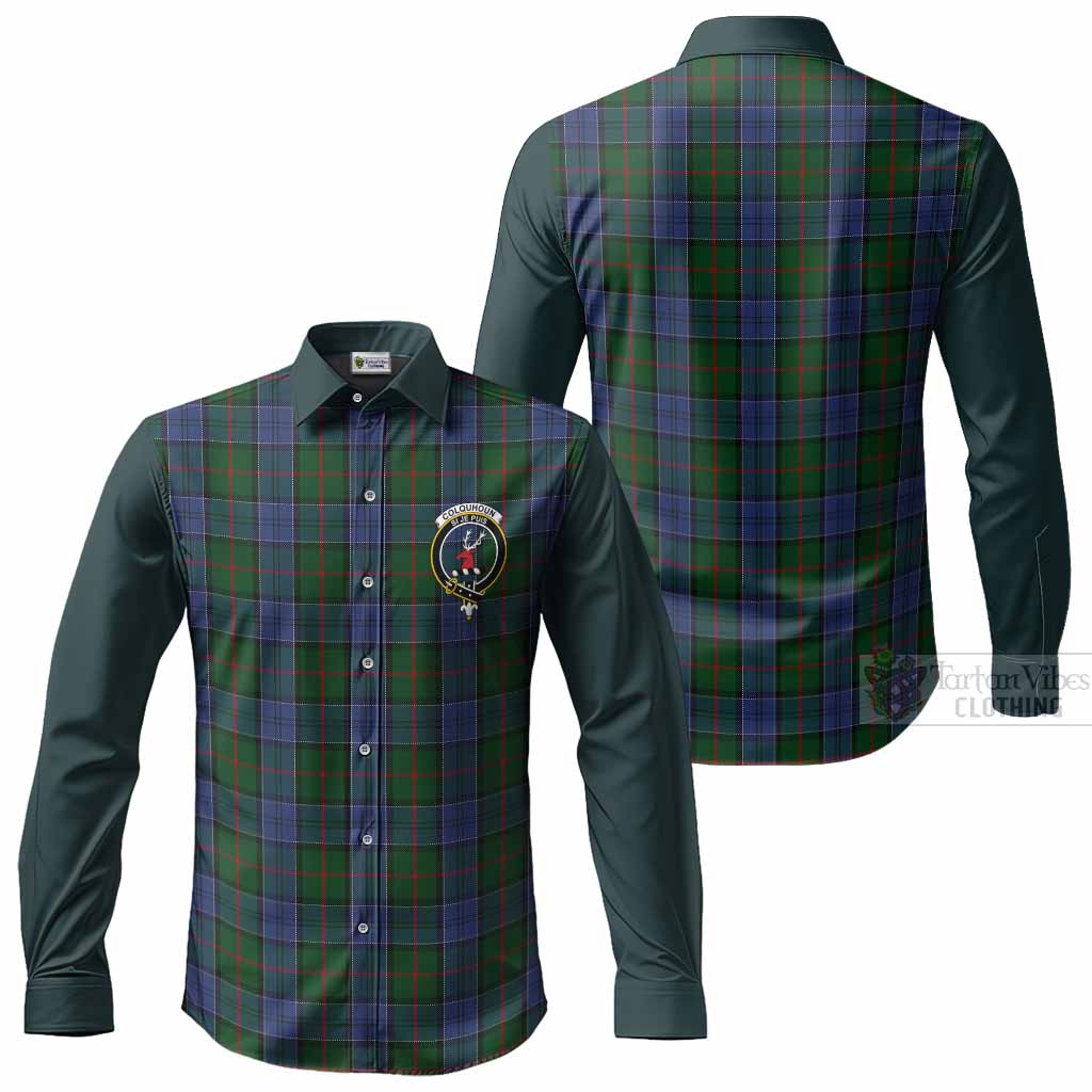 Colquhoun Tartan Accent Long Sleeve Button Shirts with Family Crest