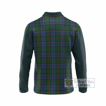 Colquhoun Tartan Accent Long Sleeve Polo Shirt with Family Crest