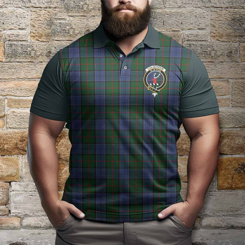 Colquhoun Tartan Accent Polo Shirt with Family Crest