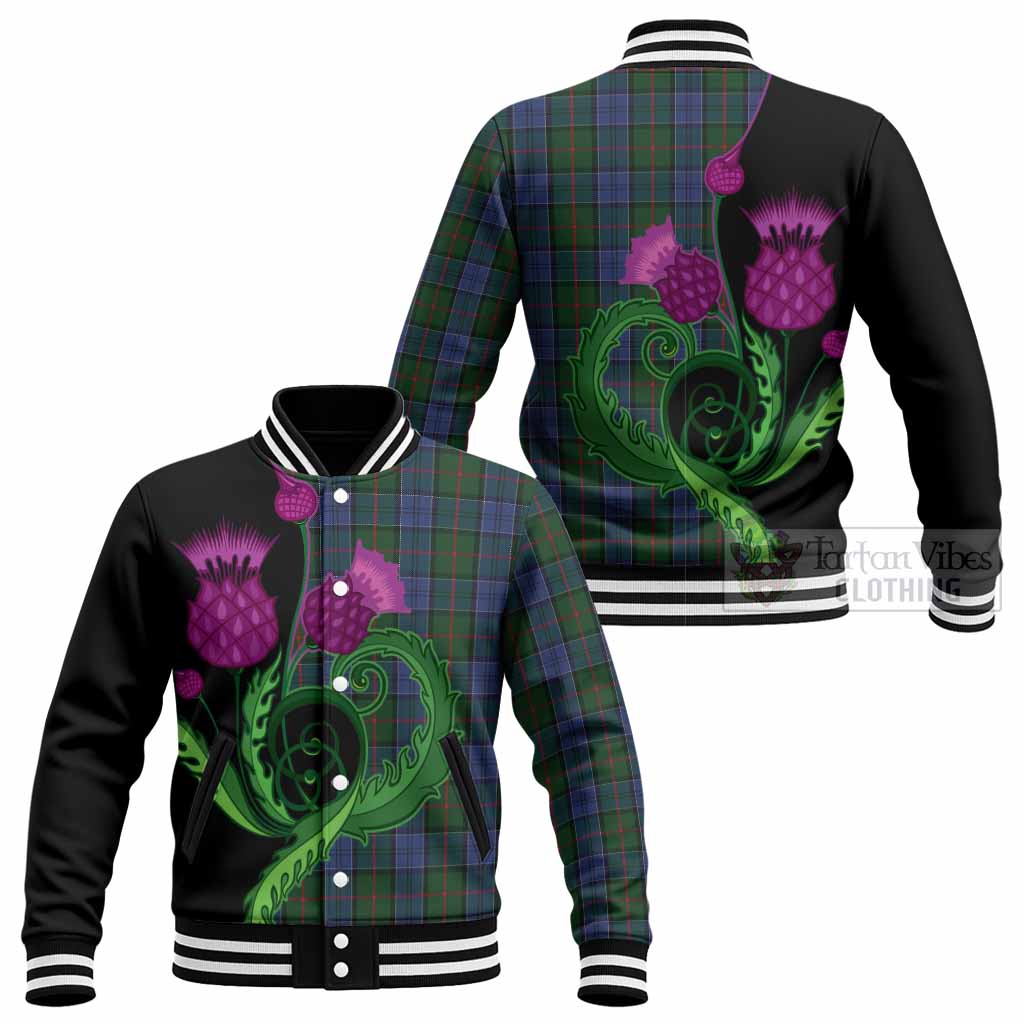 Colquhoun Tartan Baseball Jacket Traditional Scottish Thistle