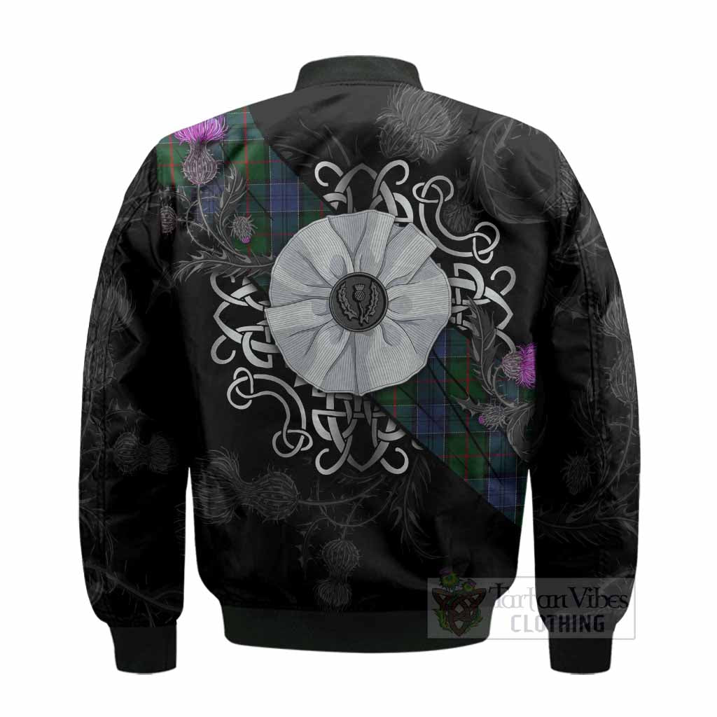 Colquhoun Tartan Bomber Jacket Jacobite White Rose - Tartan Vibes Clothing