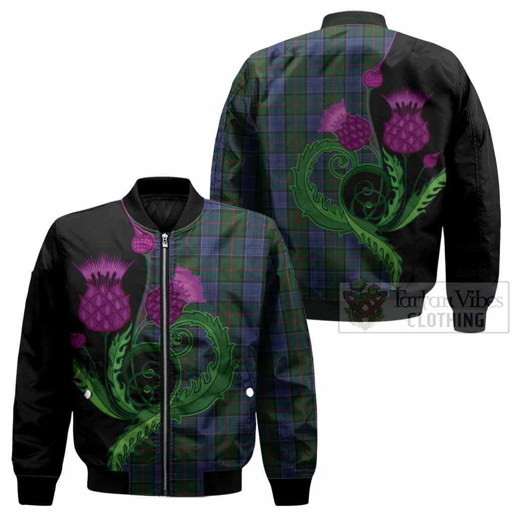 Colquhoun Tartan Bomber Jacket Traditional Scottish Thistle