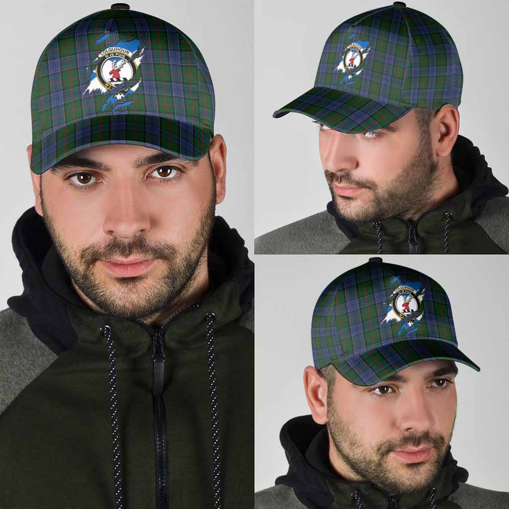 Colquhoun Tartan Classic Cap with Family Crest In Me Style
