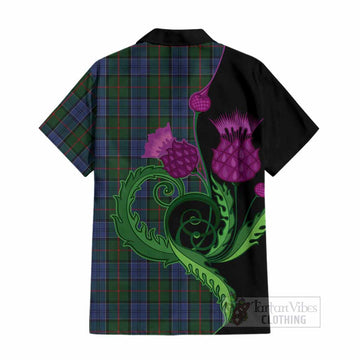 Colquhoun Tartan Cotton Hawaiian Shirt Traditional Scottish Thistle