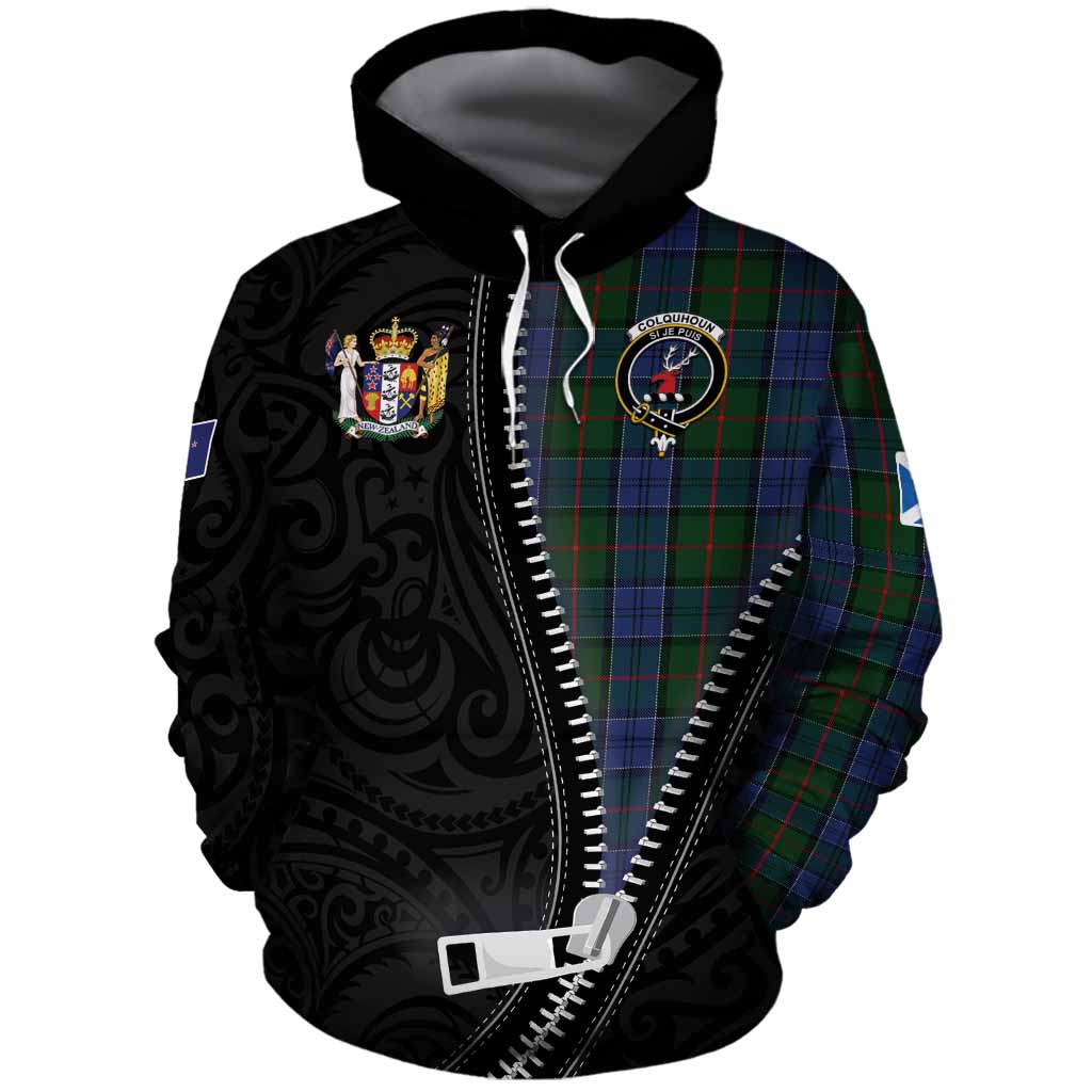 Colquhoun Tartan Cotton Hoodie New Zealand Pattern Unique Zipper Stylized