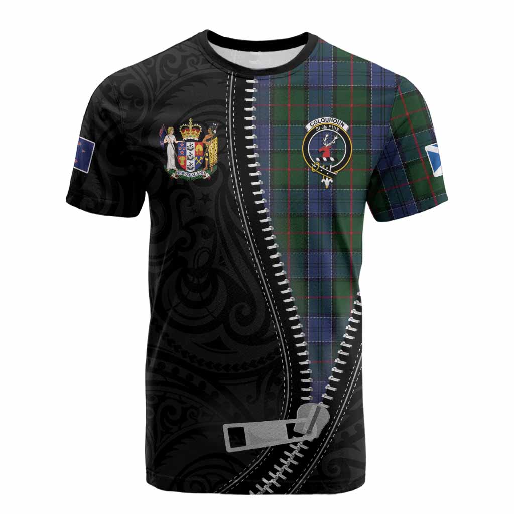Colquhoun Tartan Cotton T-shirt New Zealand Pattern Unique Zipper Stylized