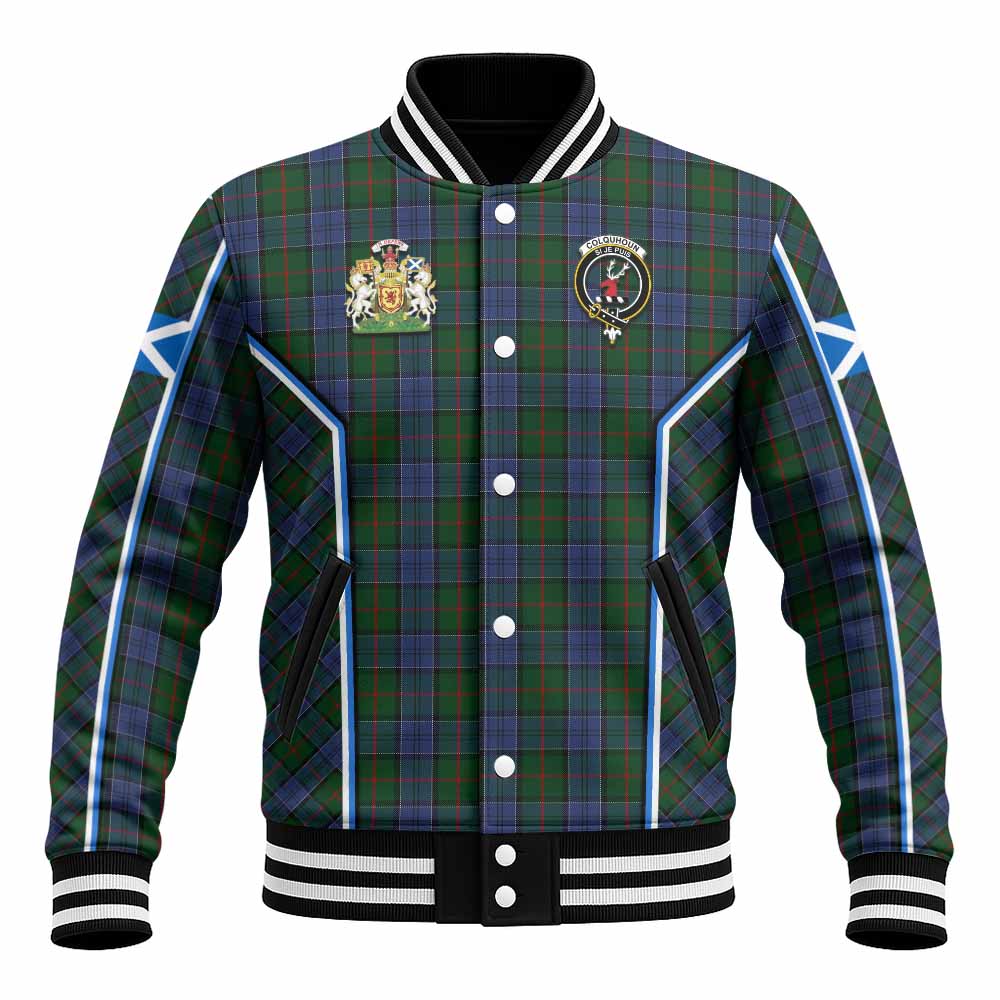 Colquhoun Tartan Crest Baseball Jacket Scotland Coat of Arm Flag Style - Tartan Vibes Clothing