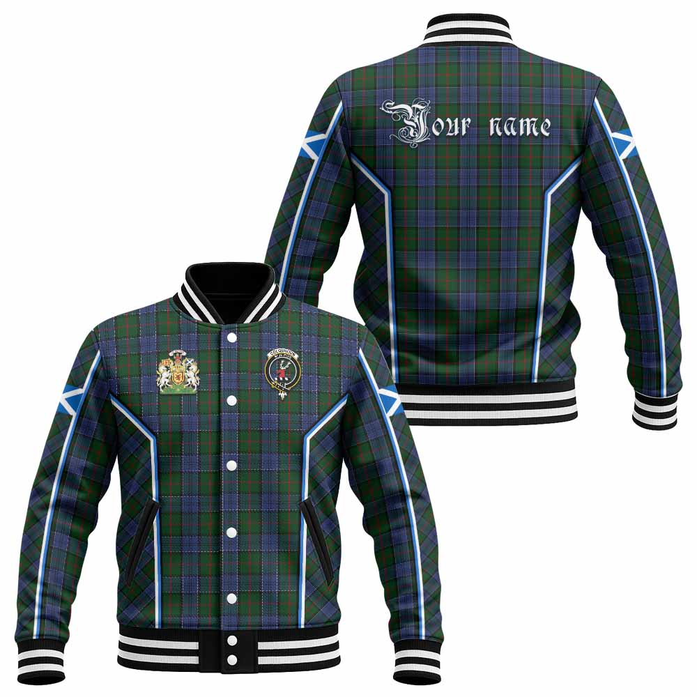 Colquhoun Tartan Crest Baseball Jacket Scotland Coat of Arm Flag Style - Tartan Vibes Clothing
