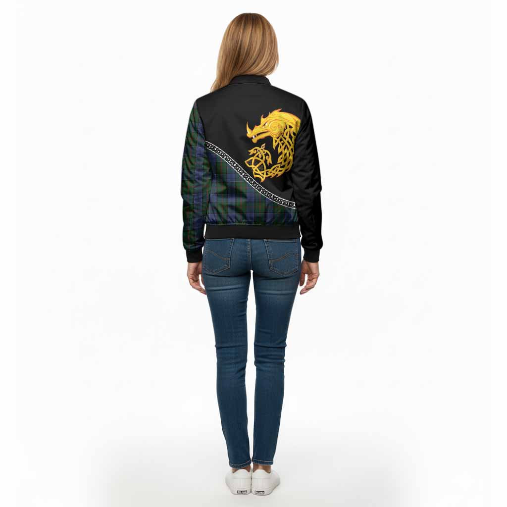 Colquhoun Tartan Crest Bomber Jacket Legendary Dragon Knot Half Style