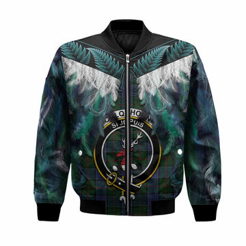 Colquhoun Tartan Crest Bomber Jacket New Zealand Maori Korowai Cloak