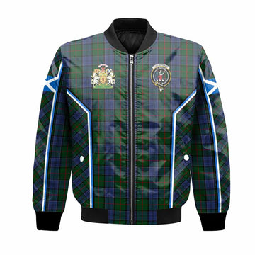 Colquhoun Tartan Crest Bomber Jacket Scotland Coat of Arm Flag Style