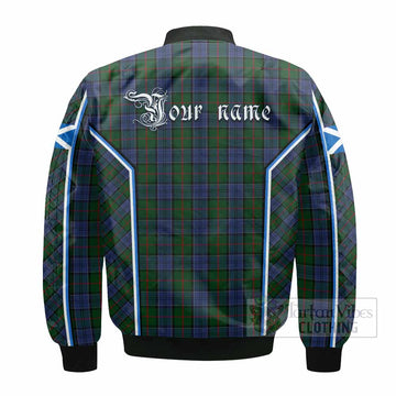 Colquhoun Tartan Crest Bomber Jacket Scotland Coat of Arm Flag Style