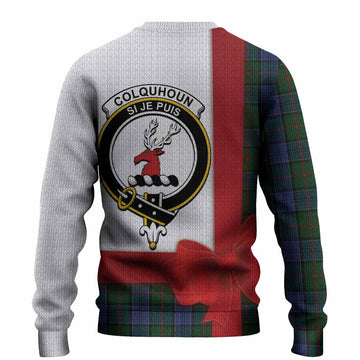Colquhoun Tartan Crest Christmas Christmas Ugly Sweater Highland Cow Bagpipes Coquette Bow Style