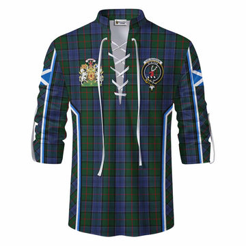 Colquhoun Tartan Crest Ghillie Kilt Shirt Scotland Coat of Arm Flag Style