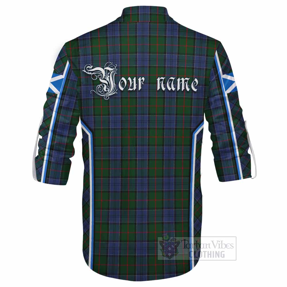 Colquhoun Tartan Crest Ghillie Kilt Shirt Scotland Coat of Arm Flag Style - Tartan Vibes Clothing